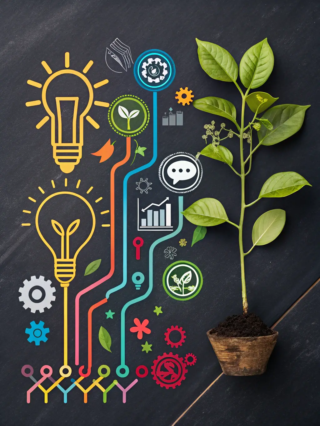 A stylized profile graphic showing key strengths and areas for improvement in a community's entrepreneurial ecosystem.